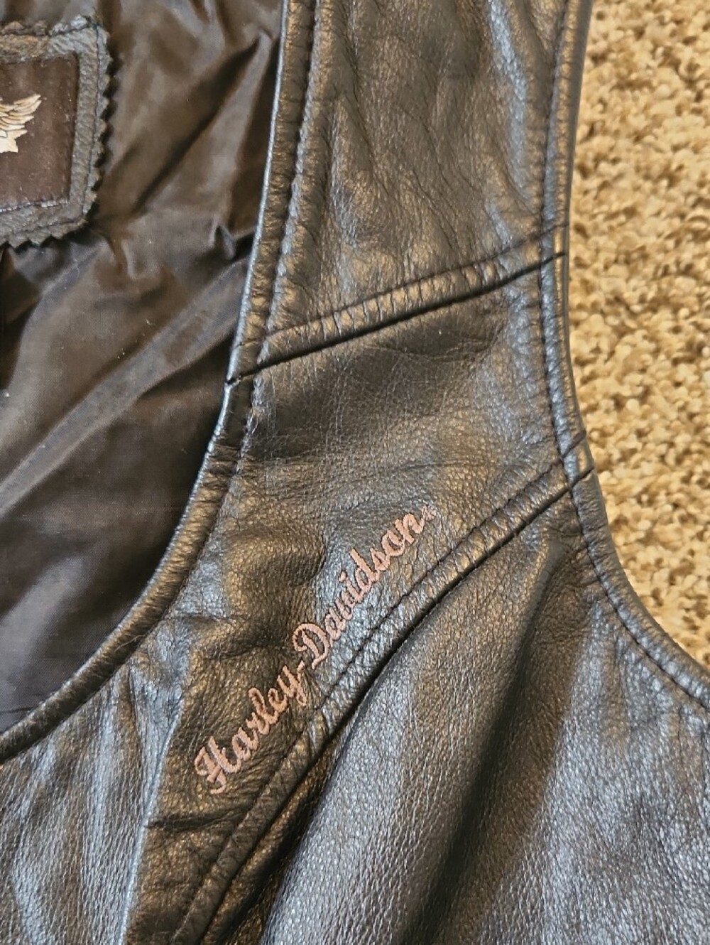 Harley-Davidson Women's Black Leather Lace-Side Riding Vest EUC - Picture 3 of 10